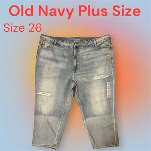 Old Navy Plus Size High Rise Slouchy Straight Light Blue Jeans 26 New